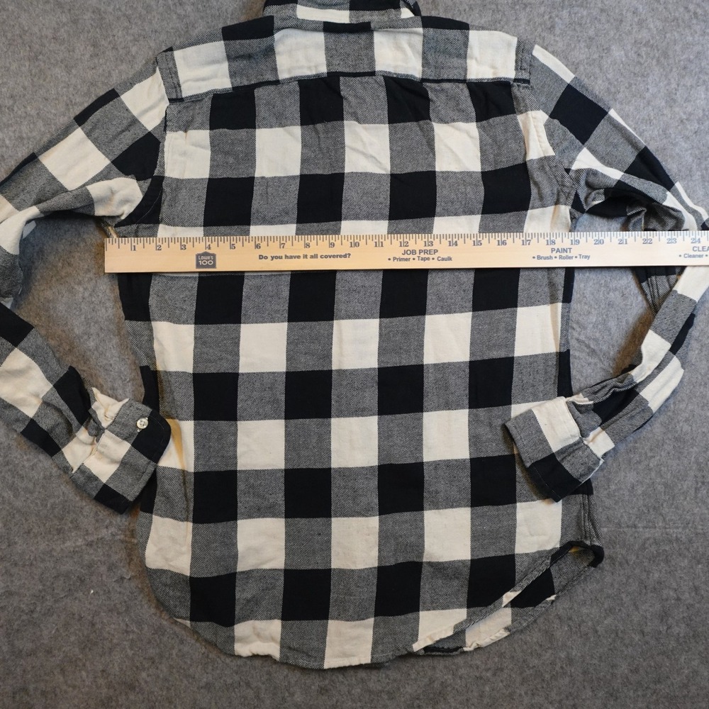 Ralph Lauren Top Women Medium Blue White Buffalo Plaid Classic Fit Flannel - Picture 8 of 10